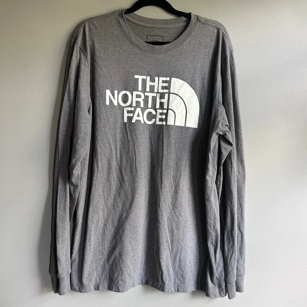The North Face Mens Gray Long Sleeve Half Dome Logo Graphic T-Shirt Size‎ L